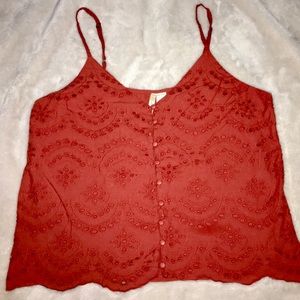 Lace button tank top